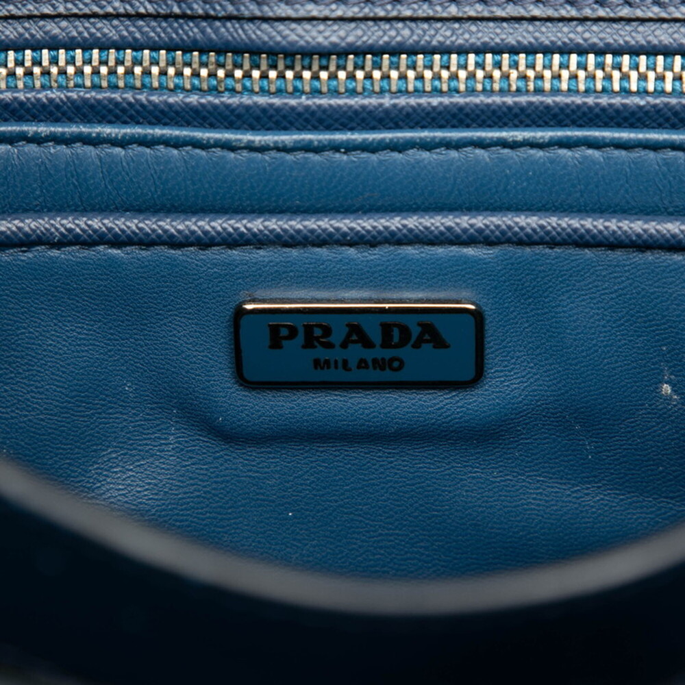 PRADA Blue Leather Saffiano Shoulder Bag - Picture 5 of 7